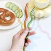 1Pc High Borosilicate Colorful Glass Straws Eco-Friendly Glass Wavy For Juice Cocktails Kitchen Party Bar Drinkware