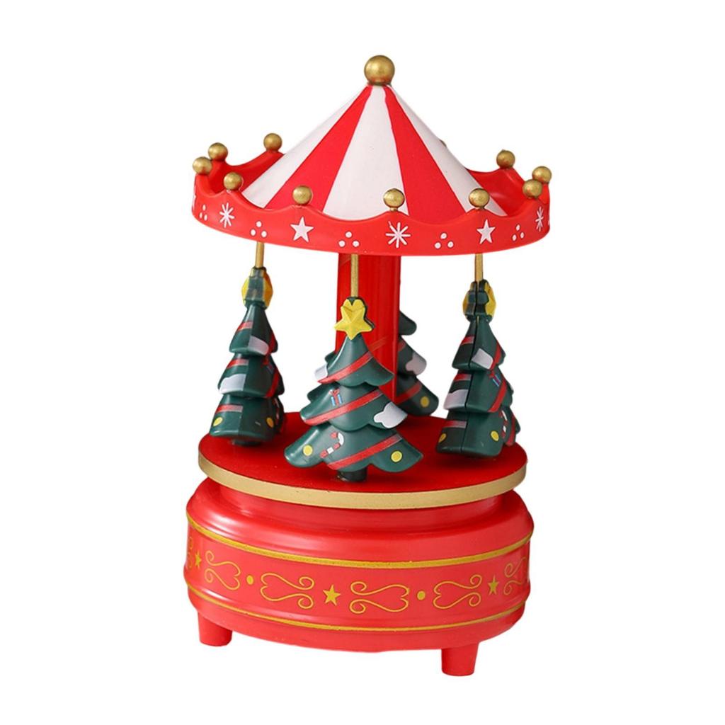 Christmas Carousel Music Box Decoration Multipurpose for Mom Grandmother Gift Lightweight 10.5x17.5cm Xmas Tree Design