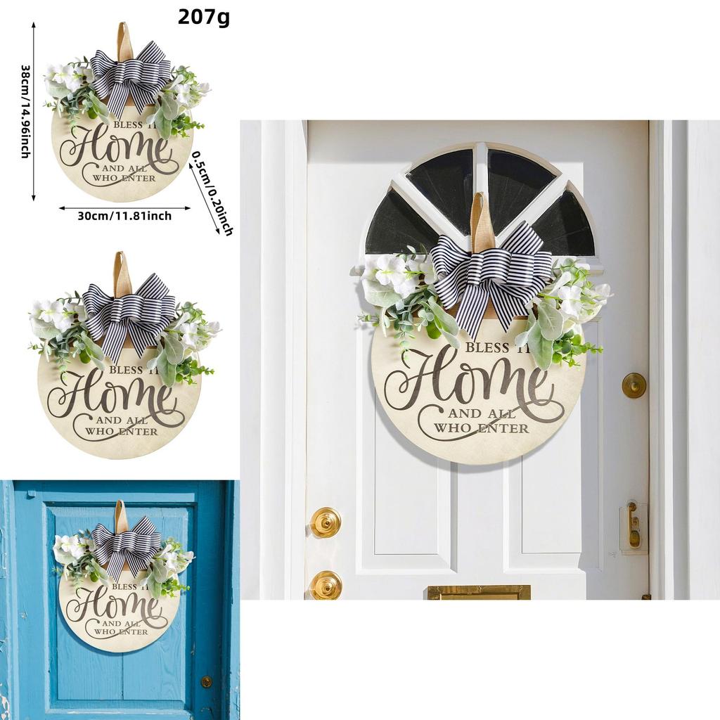 Hölzerne Garten-Willkommensplakette mit künstlicher Blüte und Schmetterlingsbindern für den Außeneingang