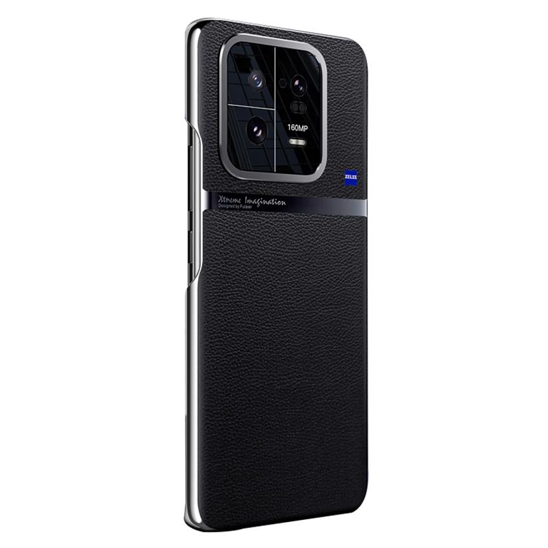 

For Xiaomi 13 Pro 5G Non-slip Anti-fall Smartphone Case PC+PU Leather Anti-scratch Mobile Phone Back Cover Black