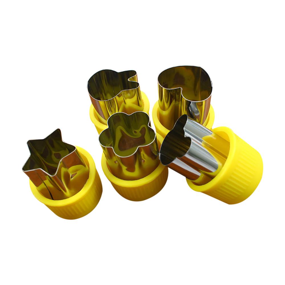 5Pcs Set Stainless Steel Fruit Cutting Embossing Mold Small Wonton Biscuit Mold Heart/Flower Shape Vegetables Cutter