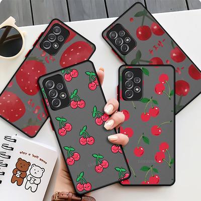 Erdbeere Kirsche Print Hülle für Samsung Galaxy A22 A12 A21s A71 A32 A13 A33 A53 A73 A52 A11 A51 A31 A72 4g 5g Luxus Funda Capa