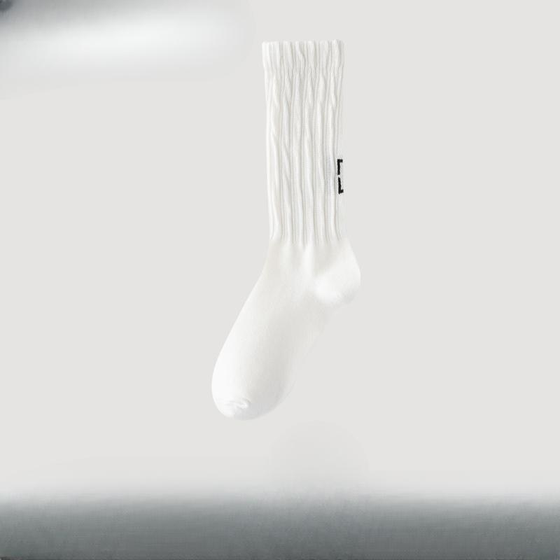 

Cartoon Smiling Face Socks for Men, Thin Sweat-absorbing and Breathable Mid-calf Socks, Trendy Pleated Pile Socks, Versatile and Casual Socks 1 pair білий