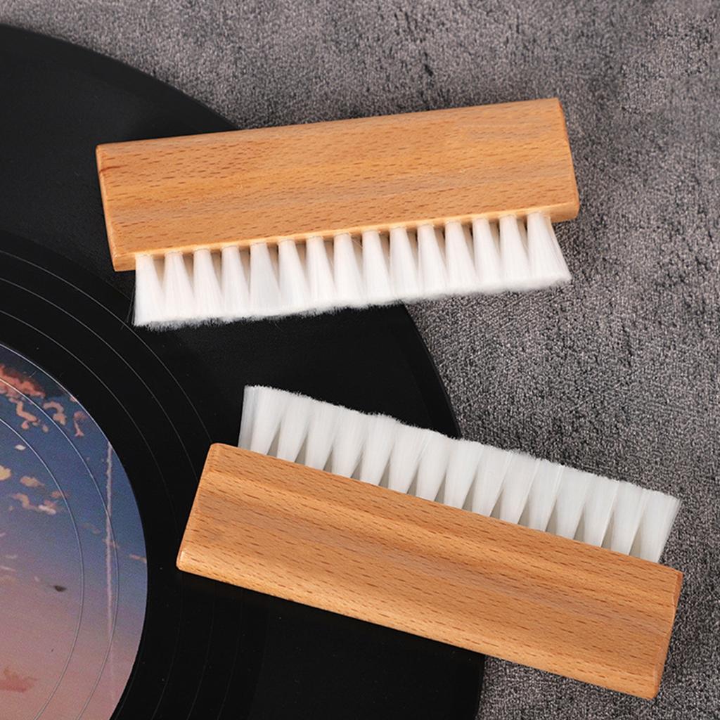 Vinyl Velvet Record Antistatic Cleaning Brush With Wooden Handle for Static Free Vinyl Sound Clarity