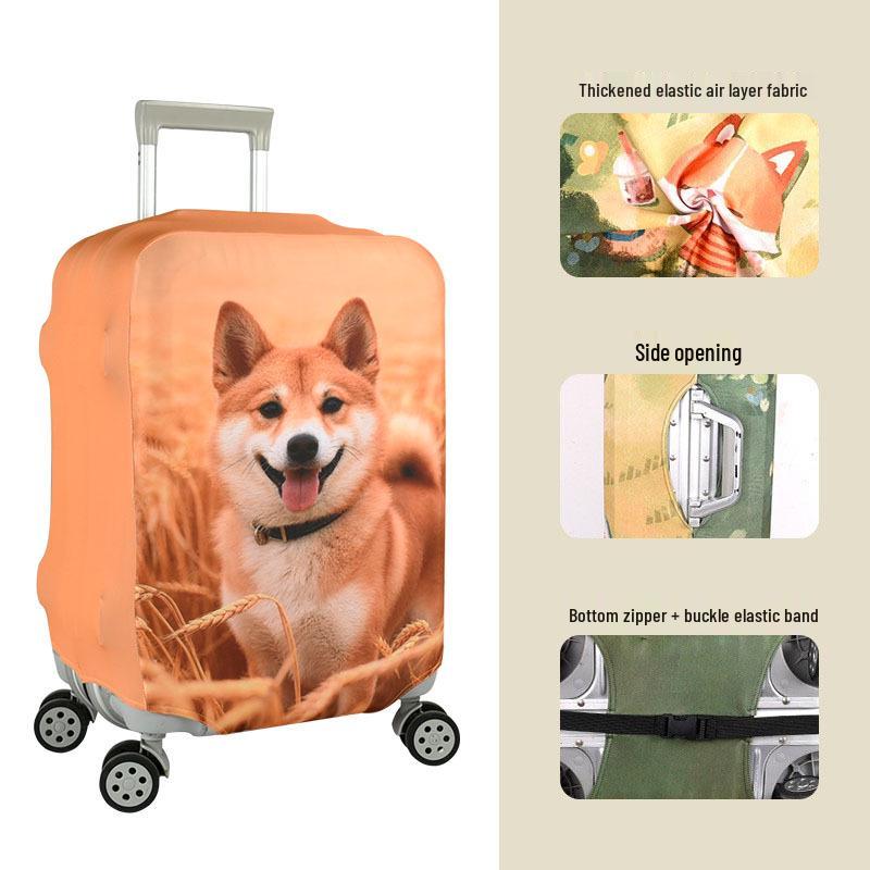 Maßgefertigter elastischer Gepäckschutzbezug mit Digitaldruck, verdickte Luftschicht für Reise-Trolleykoffer