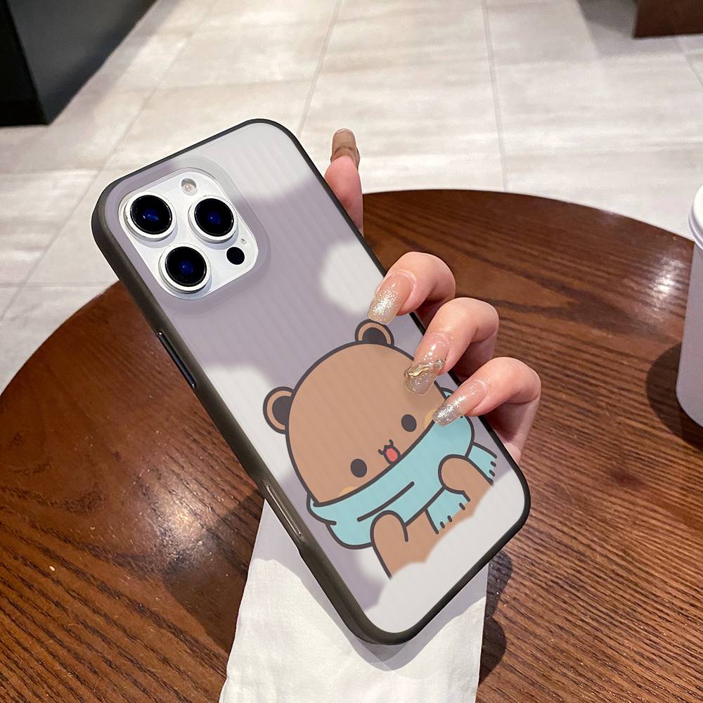 BUBU DUDU Cartoon For IPhone 17 16 15 11 12 13 14 Pro Max Plus Pro Corrugated Translucent Back Phone Cover