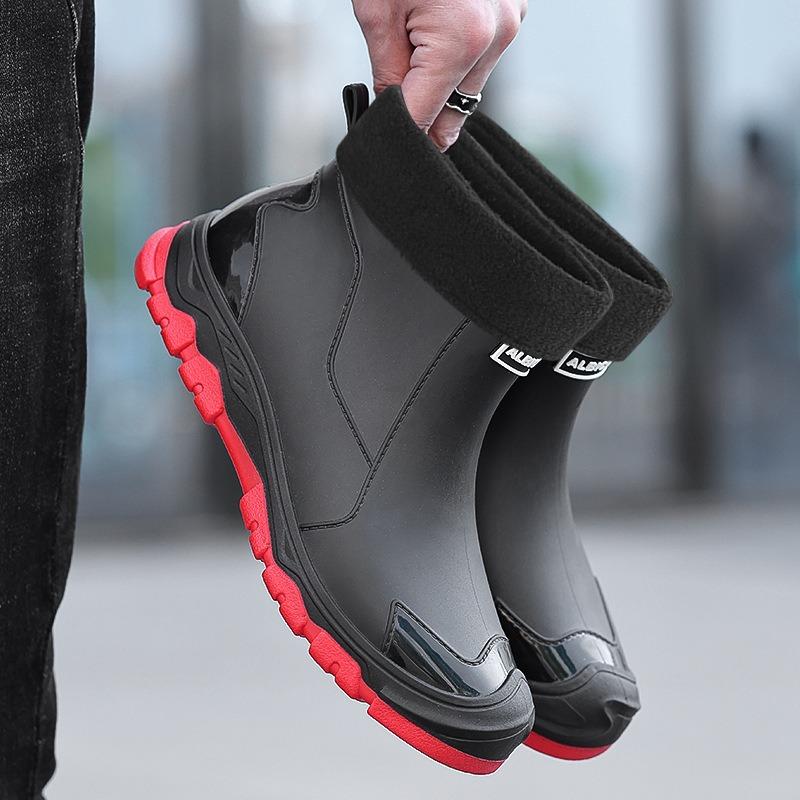 Environmental protection material men's and women's rain shoes outdoor short water shoes men's flat-bottomed warm rain boots fashion rubber shoes