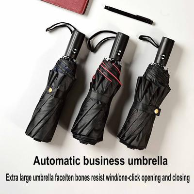10-Bone Double-Layer Automatic Umbrella Amazon Hot- Windproof Umbrella For Men And Women Folding Plain Umbrella