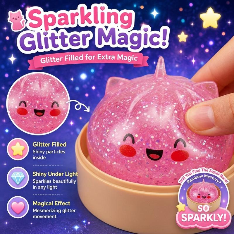 Simulation Steamed Stuffed Bun Toy Glitter Slow Rising Soft Stress Relief Fidget Toy for Classroom Student Rewards