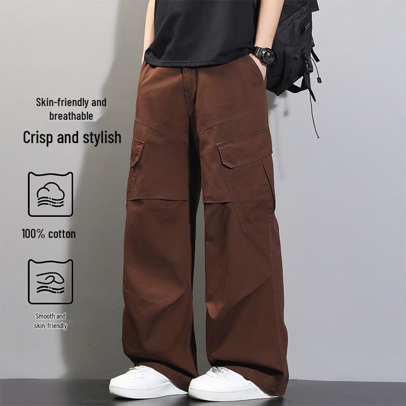 VUUG Men s Cotton Wide-Leg Cargo Pants M