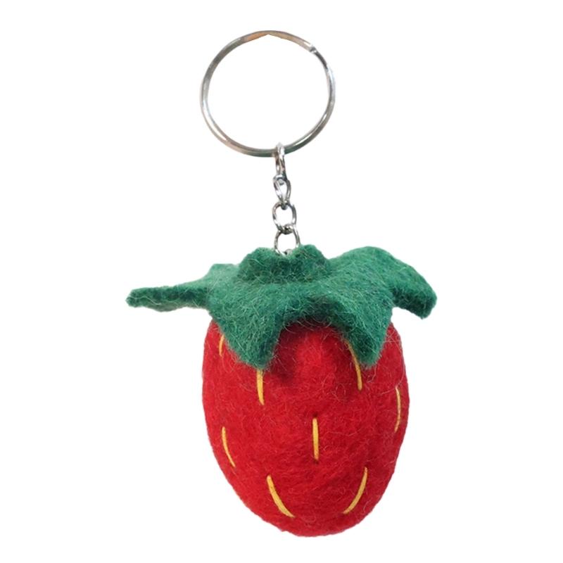 

Vibrant Color Keychain Accessory Fashionable Felt Fruit Shape Key Rings Portable Bag Decoration for Women and Girls
