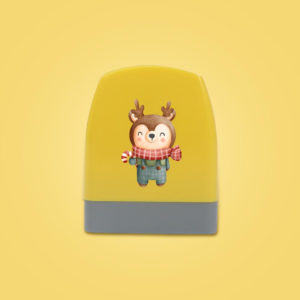 1pc Personalize Custom Name Stamp Christmas Patterns Clothing Name Seal Professional Title Stamp YZ039-4-Yellow