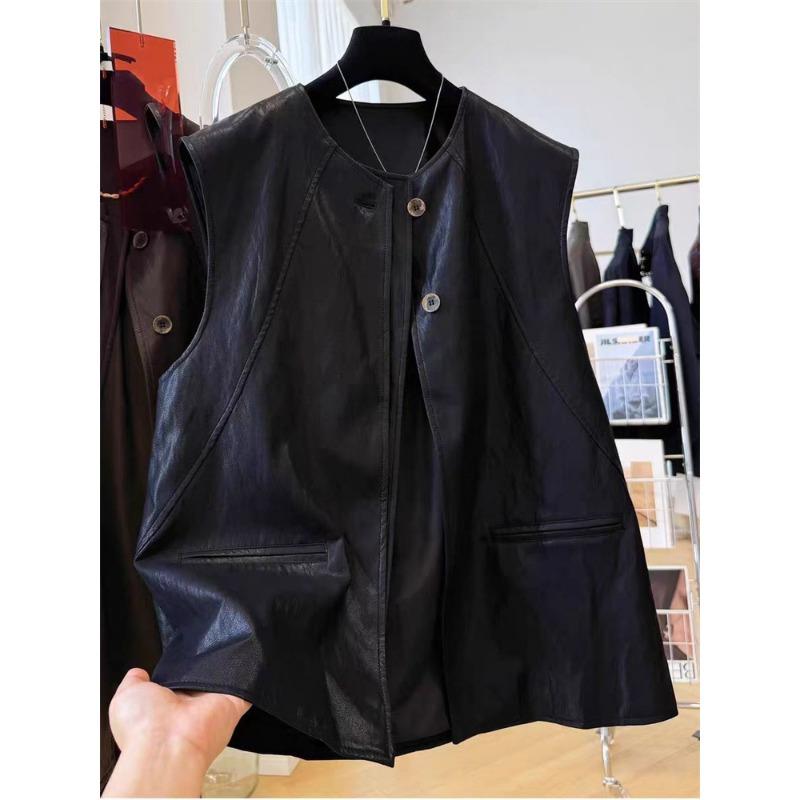 Women Sleeveless Spliced Vest With Pockets Commute Style