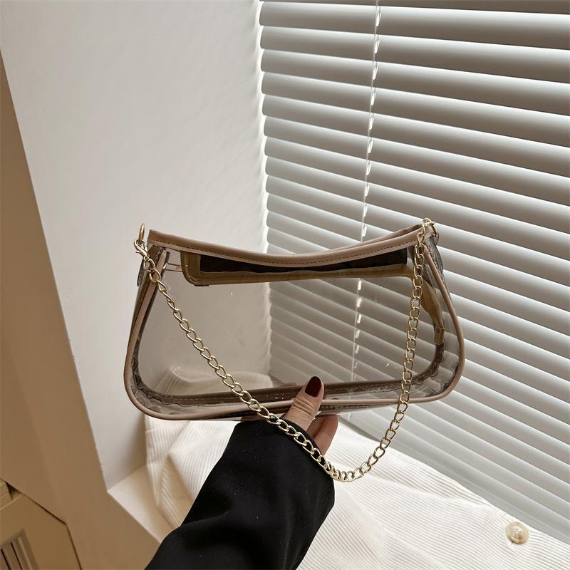 Fashion transparent handbag summer new chain trend shoulder bag casual niche underarm bag women