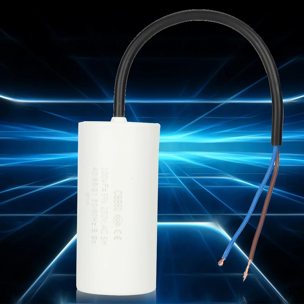 CBB60 Run Capacitor with Wire Lead 250V AC 100uF 50/60Hz for Motor Air Compressor