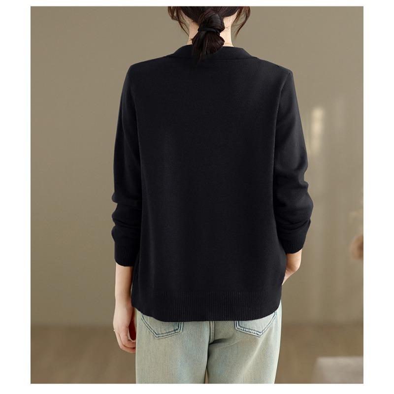 Dimanaf 2025 Autumn Winter Sweater Coat Women Casual Solid Basic Cotton Knitted Cardigan Zipper Jackets