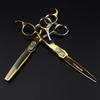 6.0 Inch Fwt-02 Nimpson Bright Gold Handle Flat Scissors, Hair Scissors, Straight Scissors, Tooth Scissors