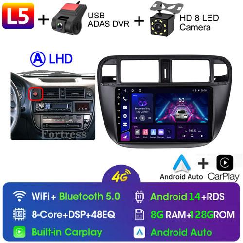 Android 14 Carplay Auto For Honda Civic 1996 1997 1998 1999 2000 2001 Multimedia Car Radio Player 4G Stereo 2 Din Tape Recorder