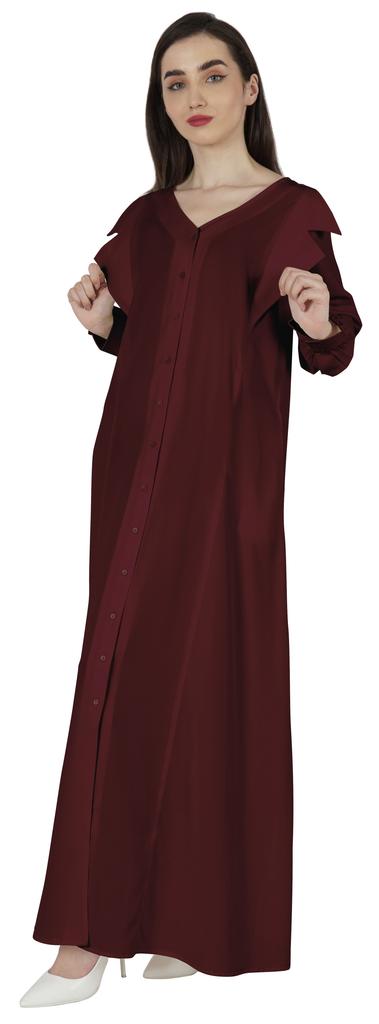 Bimba Abaya Islamic Prayer Dress With Hijab For Women's  Front Button Placket  Muslim