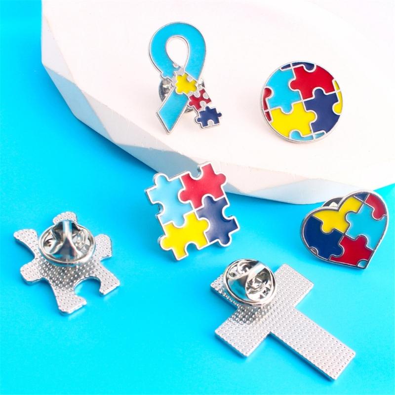 Broches de Esmalte Quebra-Cabeça Autismo Broches de Broche Autismo Broche de Lapela de Esmalte Quebra-Cabeça Arco-Íris Broche de Metal para Mochilas Bolsa
