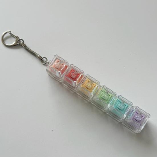 Keyboard Fidget Toy 5-Keys Anxiety Relief Finger Clicker Keychain Focus Aid Clear Keycap Keyboard Decompression Button Sensory