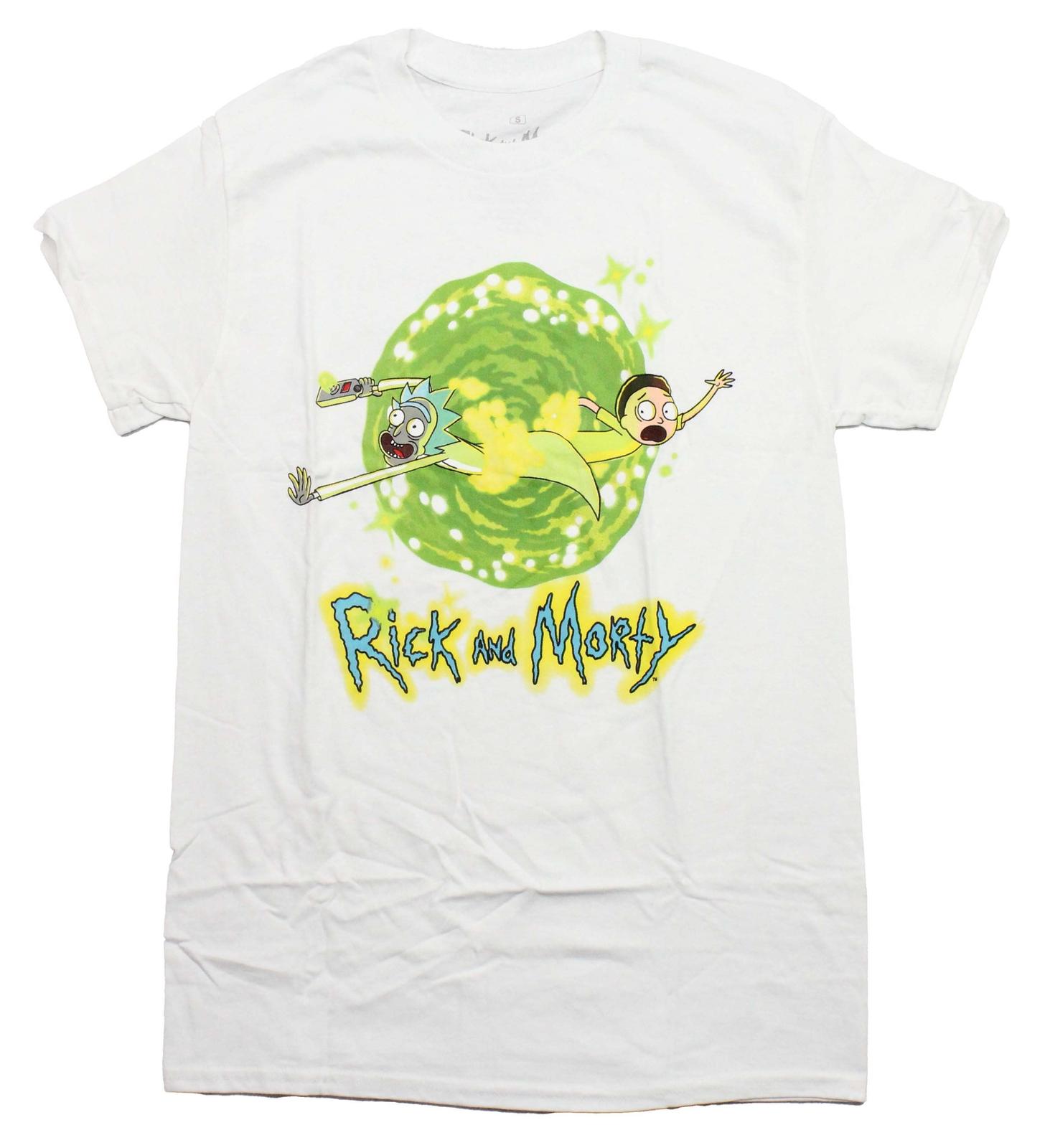 Rick and Morty New Adult T-Shirt - In Front of Green Portal Image XXL