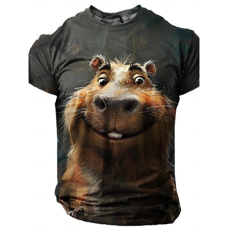 Men's Funny Cat And Shark T Shirt Tops 3D Print Short Sleeve Crew Neck Animal Tee Shirts New In Oversized T Shirts Clothes