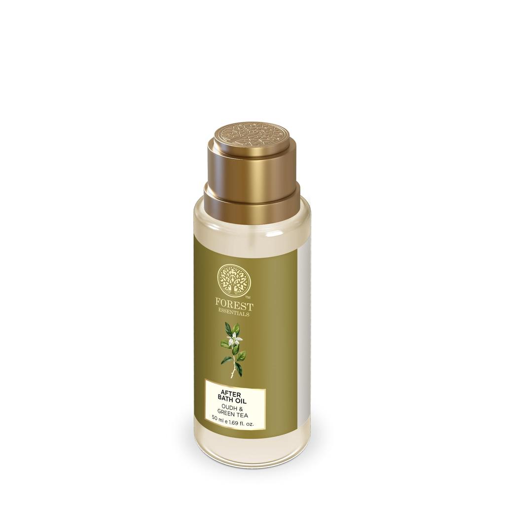 Forest Essentials After Bath Oil Oudh & Green Tea | After Shower on Wet Skin | Keeps Skin Hydrated in just 2 Mins | For Lightly Scented & Soft Skin