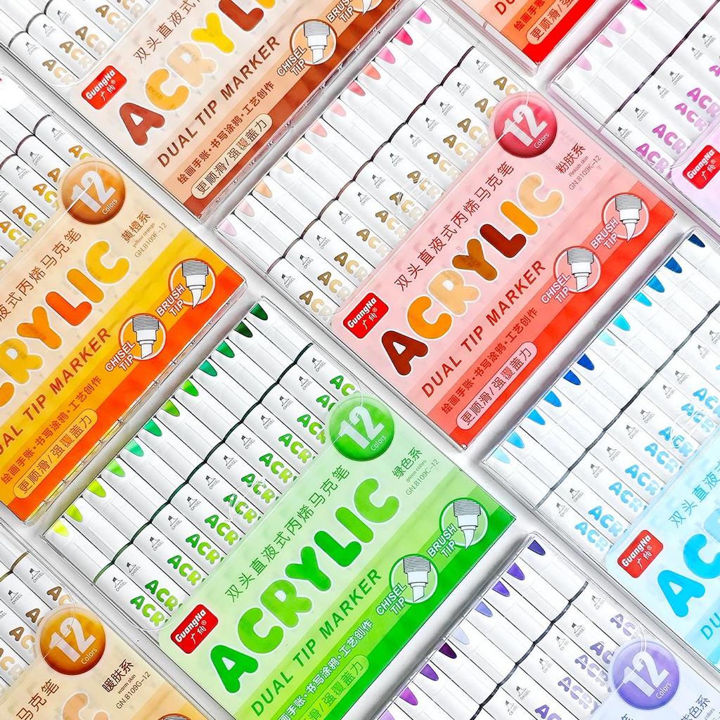 Guangna 8109 Stackable Double-ended Acrylic Marker Pens for DIY Doodling, Journaling, and Art