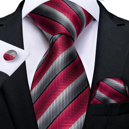 Dibangu Mens Silk Necktie Set Striped Paisley Solid Tie Pocket Square Cufflinks