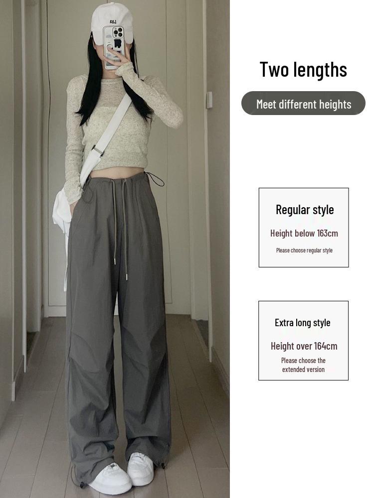 Women's Quick-Dry Military Green Cargo Pants - Spring/Summer Sun Protection, Straight-Leg, Casual Wide-Leg for Sports.