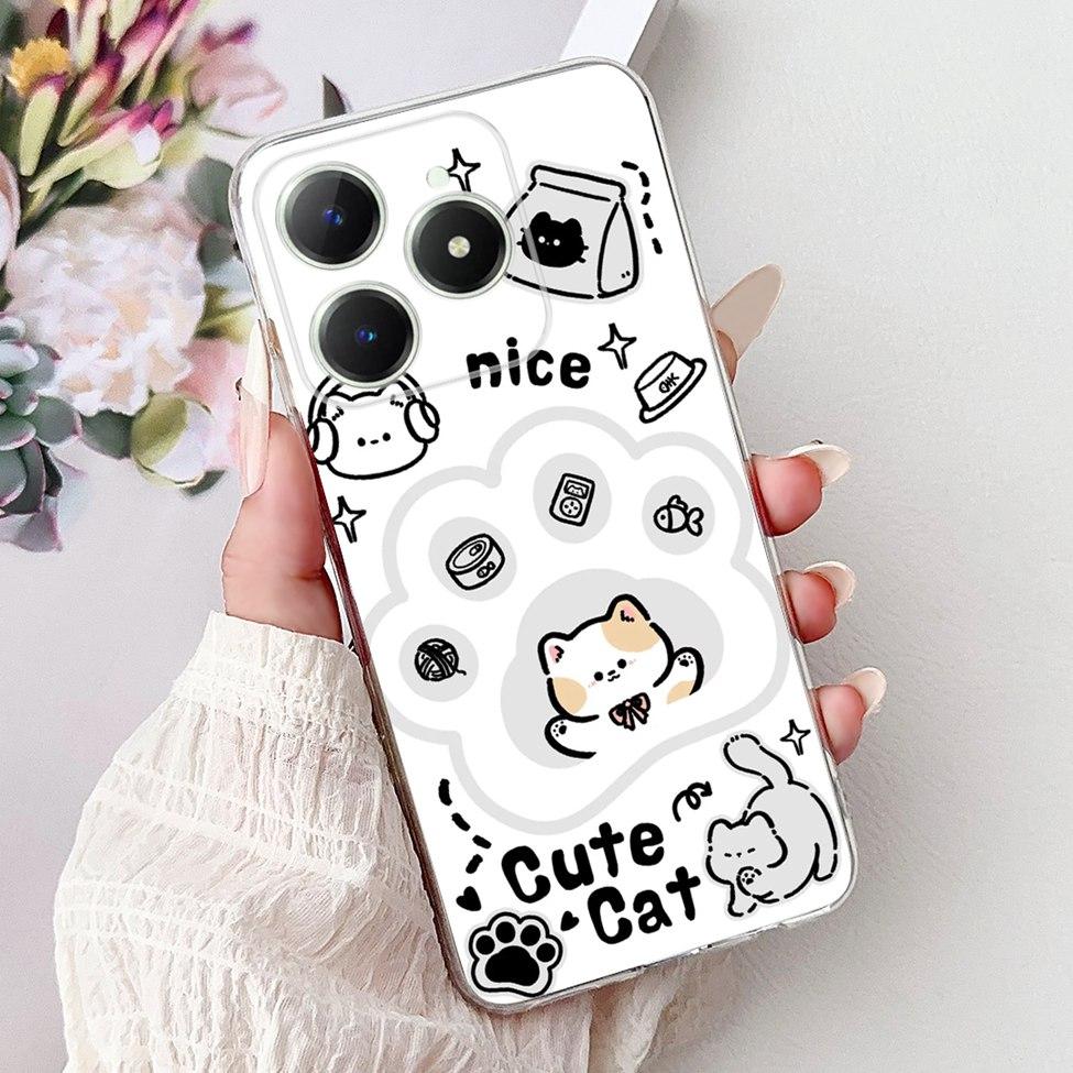 4G Clear For Realme Note 60 Case RMX3933 Luxury Butterfly Love Flowers Cool Lion Painted Phone Case For Realme Note 60X RMX3938