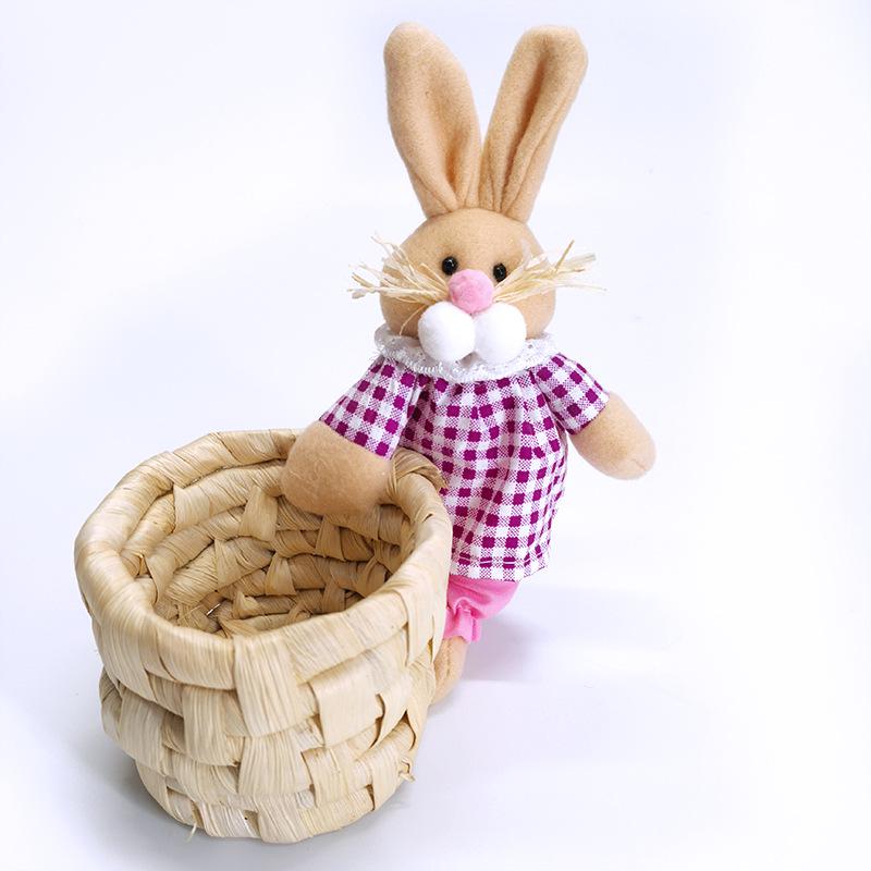 Easter Animal Plush Basket: Jewelry, Candy, & Sundries Organizer for Festive Decor.