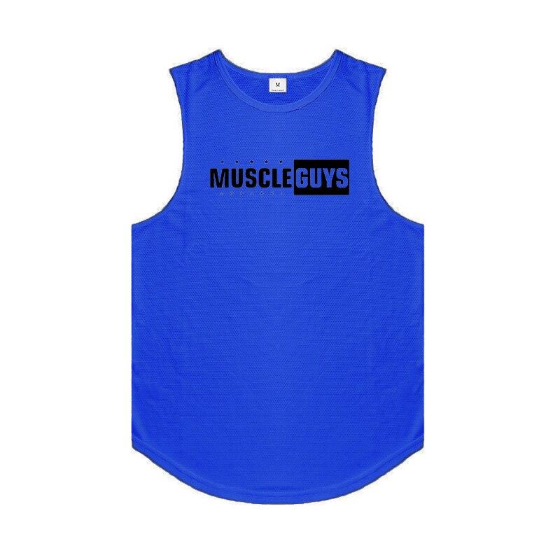 Muscleguys Men's Bodybuilding TankTop Summer New Tide Youth Fitness Sleeveless T-shirt Mesh Undershirt Personality Muscle Vest Gym Clothes