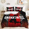 Cool Flame Basketball Player Pattern Bedding Set 2/3Pcs, 3D Digital Print Sports Duvet Cover Kit for Kids Young Men Bedroom Deco