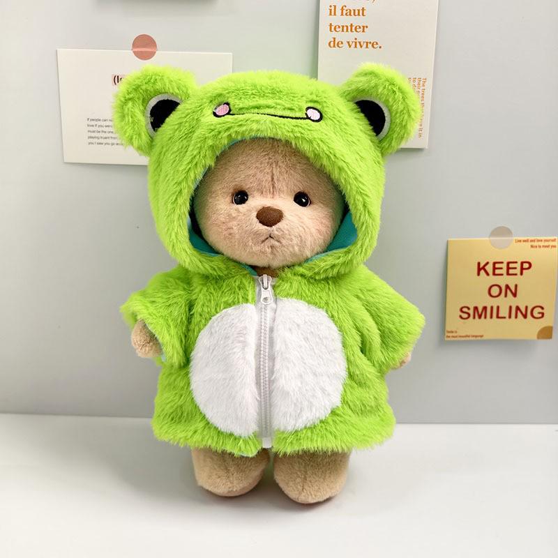 Medium Bear Outfit - Blue Pink Striped Carrot Overalls Set