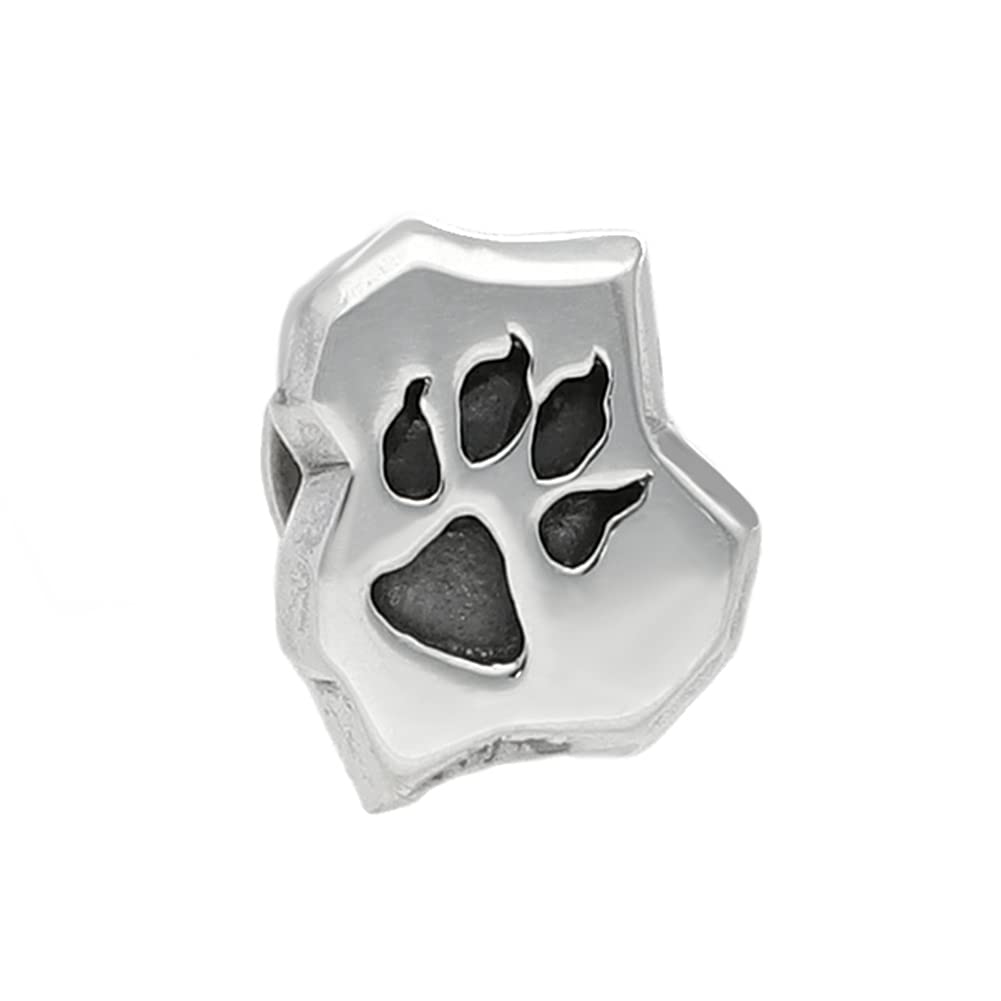WOLFMAN B.R.S. Wolfman B.R.S. Silver 925 Wolf Foot Stud Earring (Single Earring) Wolf Paw Print Men's
