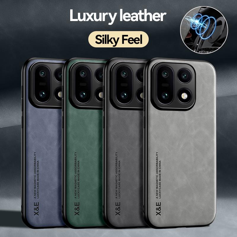 EUCAGR Luxe PU Leer Magnetische Schokbestendige Achterhoes Voor OnePlus 15 OnePlus15 Met Metalen Plaat Telefoonhoes Voor OnePlus15 Cover