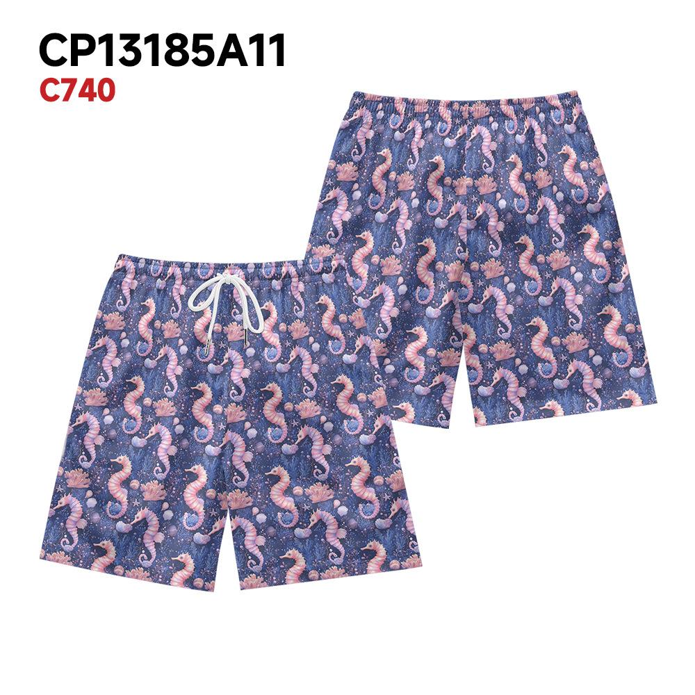 

European And American Marine Creatures Floral Elements Men S Casual Shorts Beach Pants XXS
