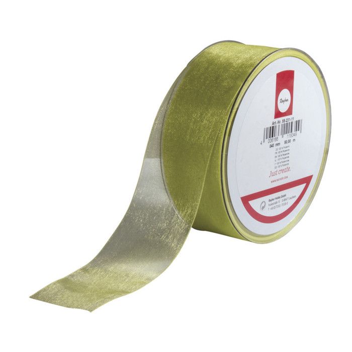 Ruban en organdi, 40 mm, rouleau 50 m, vert clair
