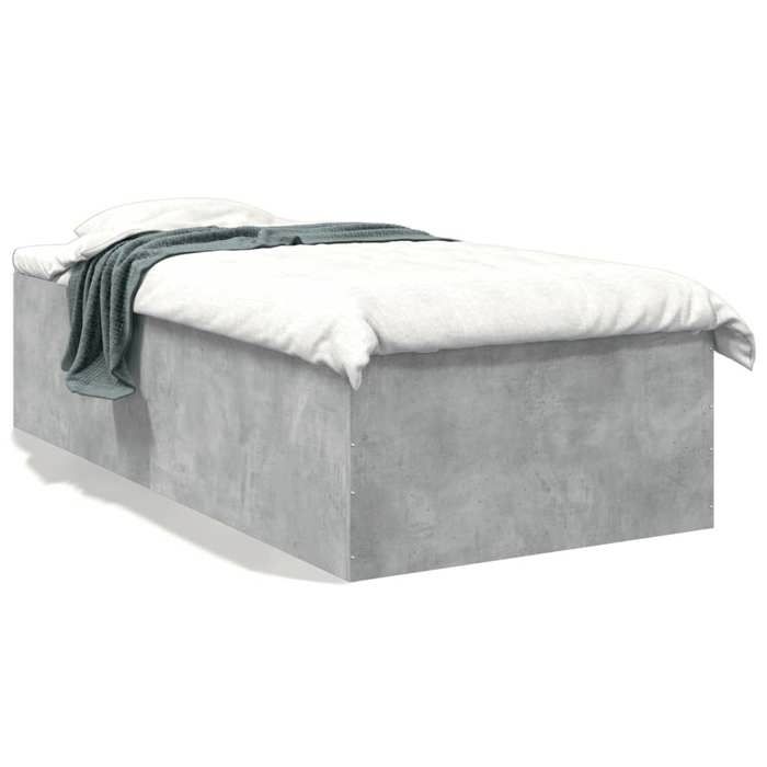 VidaXL Cadre de lit gris béton 75x190 cm bois d'ingénierie, meuble de chambre à coucher, sommier, lit à panneaux, lit, lit 3280982