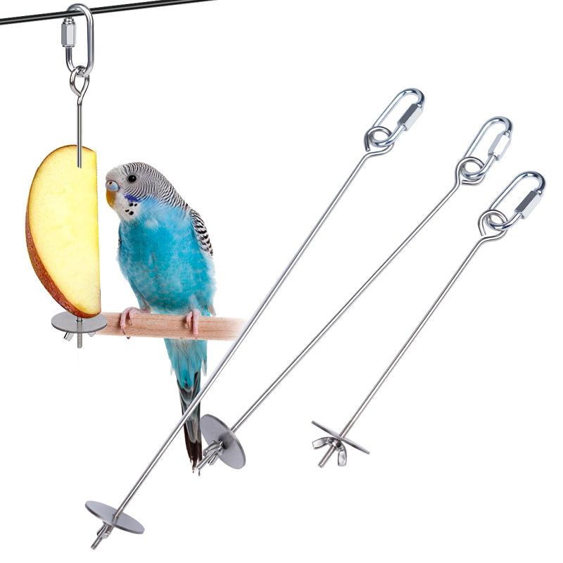 3pcs Parrot Fruit Fork Stainless Steel Bird Feeding Tool Cage Hanging Pet Feeding Supplies Fruit Bird Feeder Pet Parrot