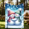 1pc Snowmen Winter Flannel Blanket, Comfortable and Warm Blanket, for Camping Sofa Bed and Couch Office009