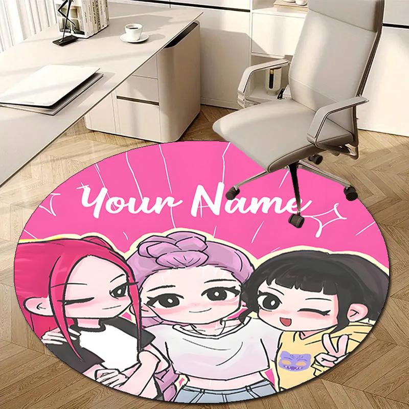 Personalized K-KPop Demon Hunters Round Chair Office Rug - Perfect for Mat, Office Chair & More - Ideal Gift for Birthdays and Holidays