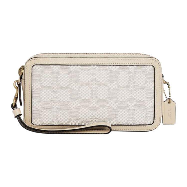 

Coach Kira 19 Classic Monogram Jacquard Fabric With Leather Camera Bag Women Shoulder Bag White CA183-B4UDK Basic Set (Bag+Dust Bag)