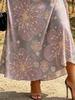 Women's Lavender V Neck Maxi Dress with Floral Print Flare Sleeve Casual Party Dress for Summer