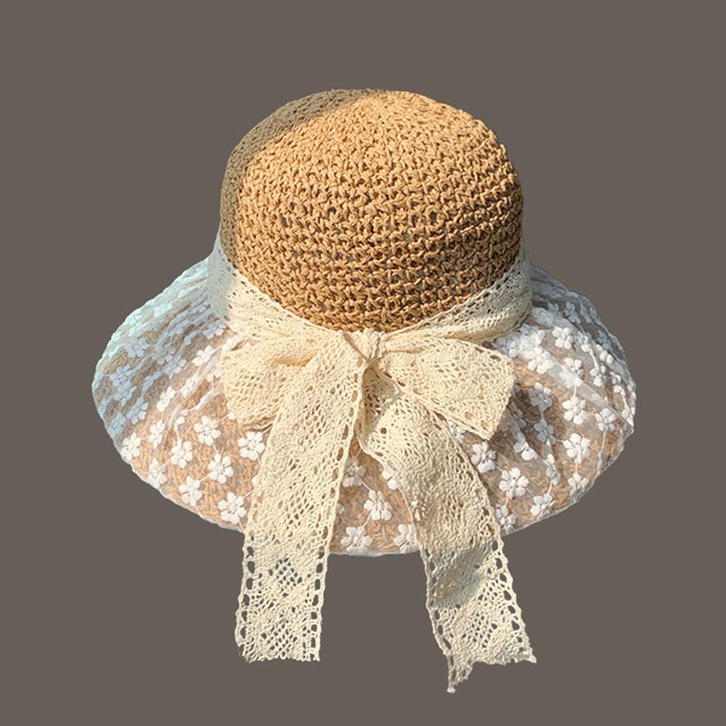 Women's Summer Sun Hat Wide Brim Straw Hat Breathable Foldable Elegant Hats for Summer Travelling Beach Fishing Hiking
