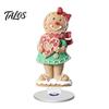 Angel Figurine for Mantel Xmas Acrylic Ornament, 2D Flat Tree Gingerbread Man Ornament with Seasonal Tabletop Display Rotatable Base, Christmas Table