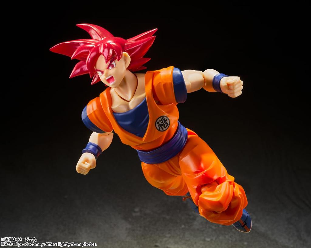 SHFiguarts Dragon Ball Super Super Saiyan God Son Goku - Zeul Saiyan adus de o inimă dreaptă - Aproximativ 140 mm PVC și ABS vopsit