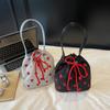Bag women's bag  new Korean version fashion embroidery thread love bucket bag portable strap contrasting color messenger bag